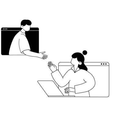 Illustration zweier Personen in einer Beratungssituation