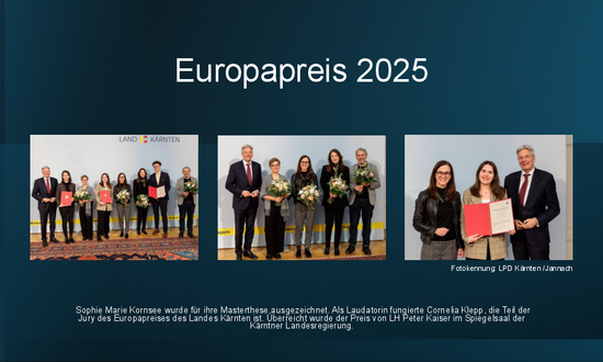 3 Fotos von Männern und Frauen, die stehend in die Kamera blicken