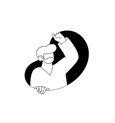 Illustration einer männlichen Person mit Aus- bzw. Weitblick